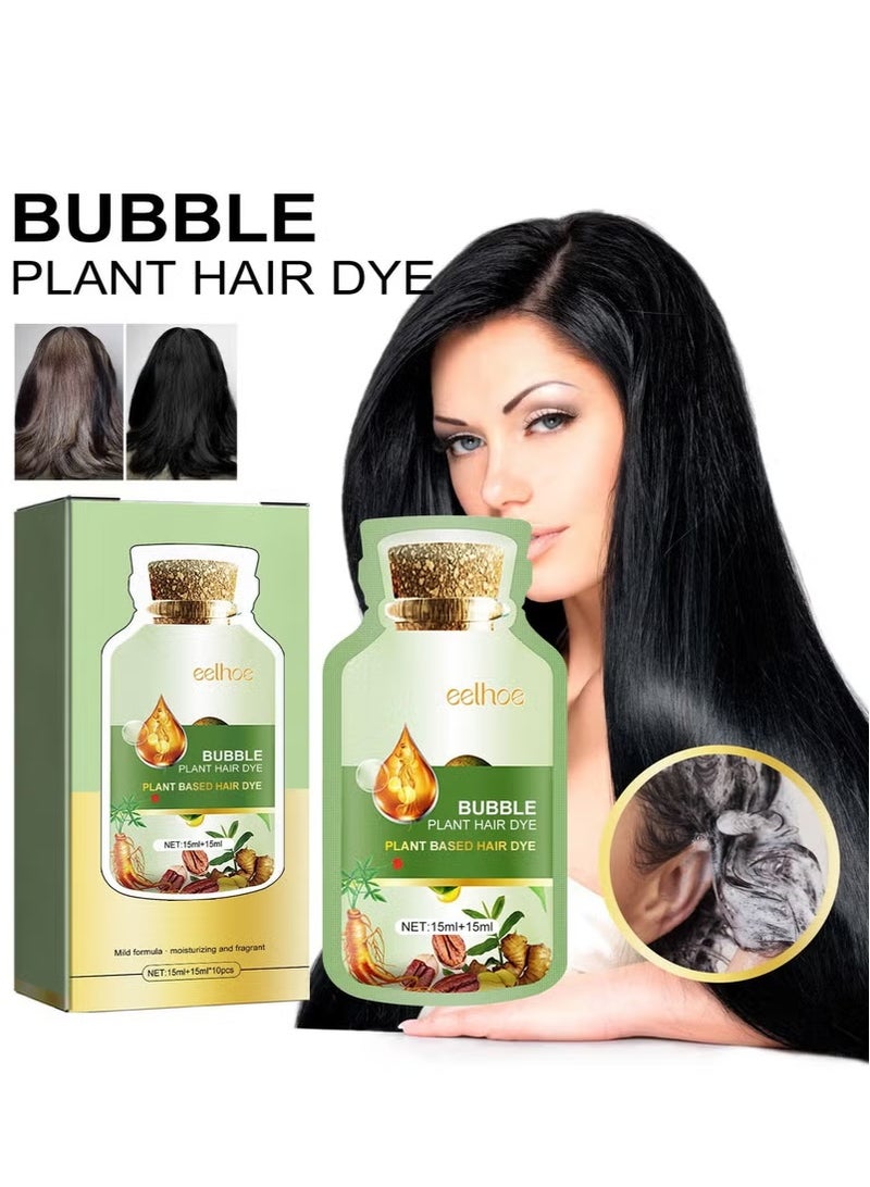 EELHOE Bubble Plant Hair Dye,Natural Plant Hair Dye, Huang Yi Bubble Plant Hair Dye, Pure Plant Extract for Grey Hair Color Bubble Dye Shampoo, Instant Natural Hair Dye Shampoo, Plant Fruit Hair Dye Cream 30ml 10packs/Box - Image 1